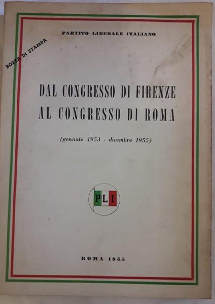 Dal Congresso di Firenze Al Congresso di Roma(gennaio 1953-dicembre 1955) - copertina