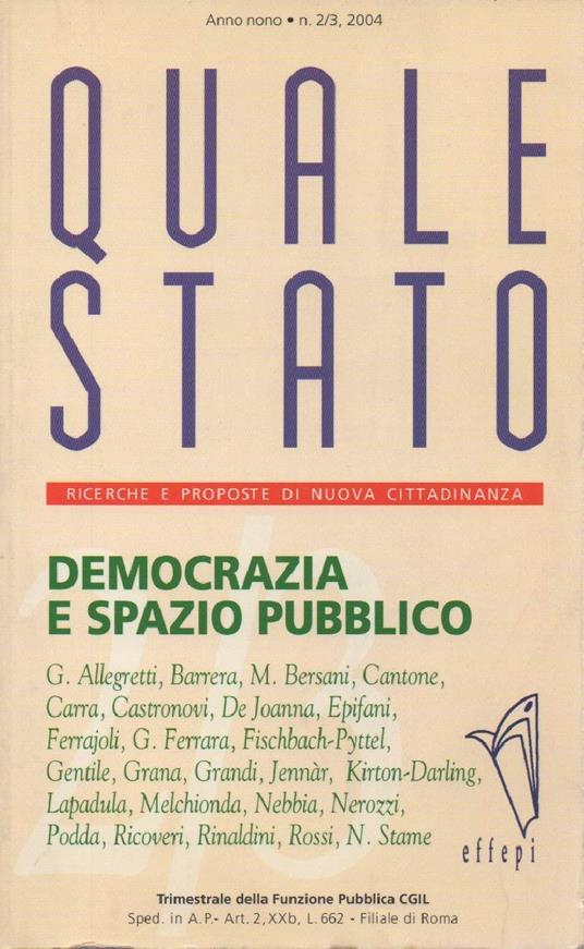 Quale Stato - Democrazia e Spazio Pubblico - copertina