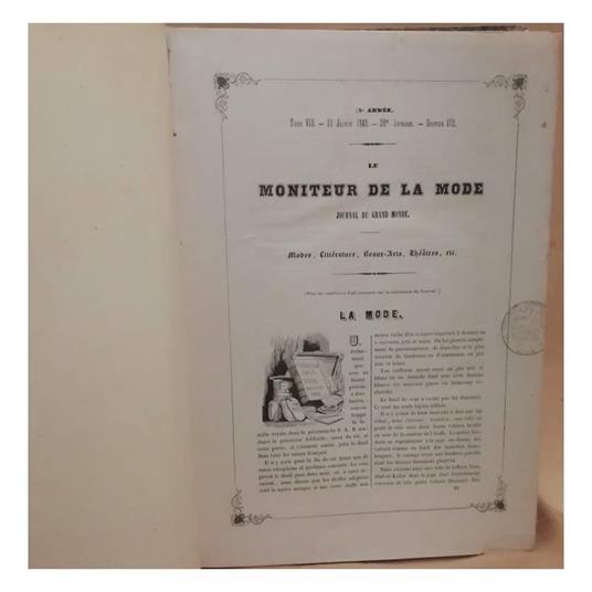 Le Moniteur De La Mode Journal Du Grand Monde, 5¡ Annže, 1848 - copertina