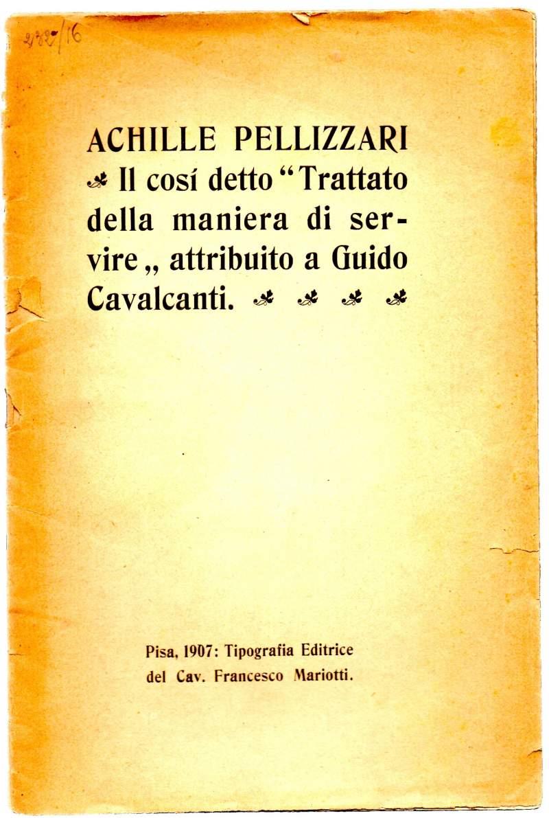 Il Cosi Detto " Trattato Della Maniera di Servire "attribuito a Guido Cavalcanti