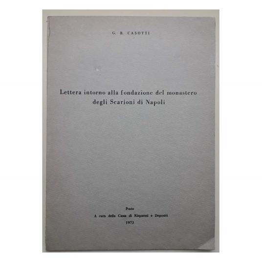 Lettera Intorno Alla Fondazione Del Monastero Degli Scarioni di Napoli - copertina