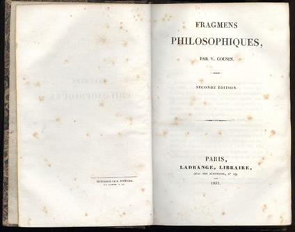Fragmens Philosophiques - copertina