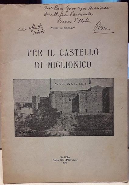 Per Il Castello di Miglionico - copertina