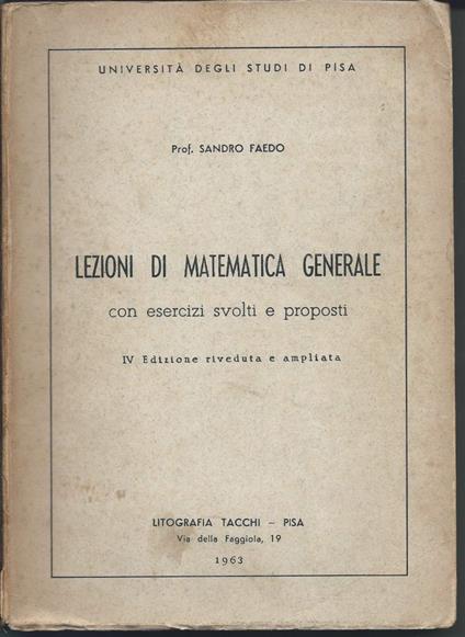 Lezioni di Matematica Generale - con Esercizi Svolti e Proposti  - copertina