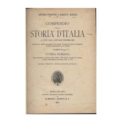 Compendio Della Storia D'italia - a Uso Dei Ginnasi Inferiori - copertina