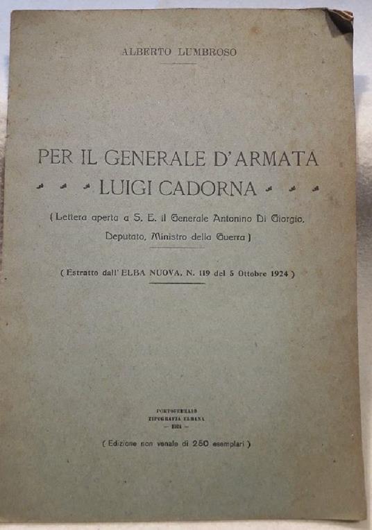 Per Il Generale D'armata Luigi Cadorna - copertina