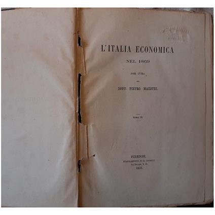L' italia Economica Nel 1869 - copertina