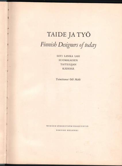 Taide Ja Tyo - Finnish Designers Of Today  - copertina
