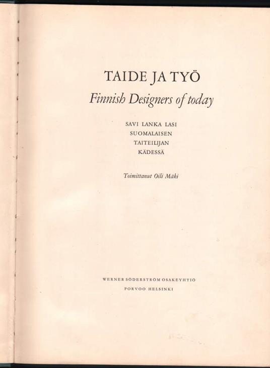 Taide Ja Tyo - Finnish Designers Of Today  - copertina