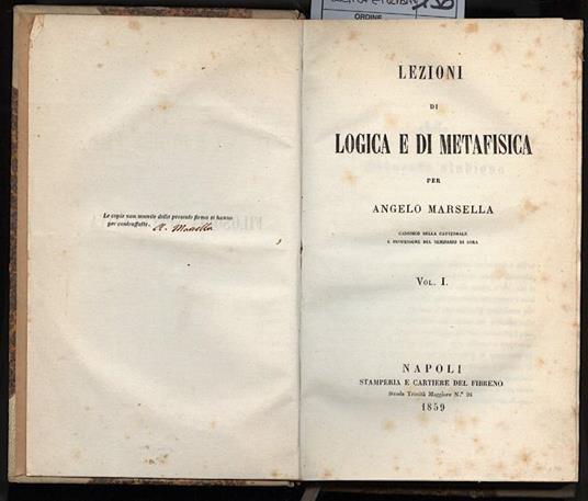 Lezioni di Logica e di Metafisica Vol. 1 - copertina