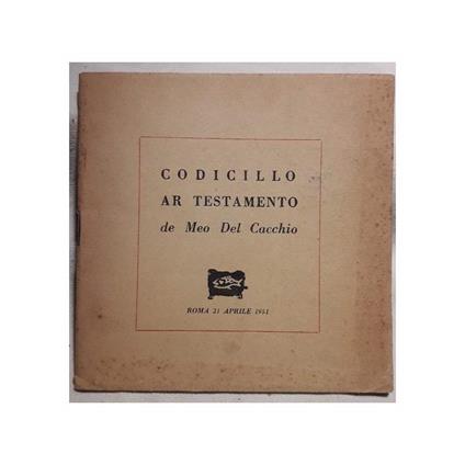 Codicillo Ar Testamento De Meo Del Cacchio - copertina