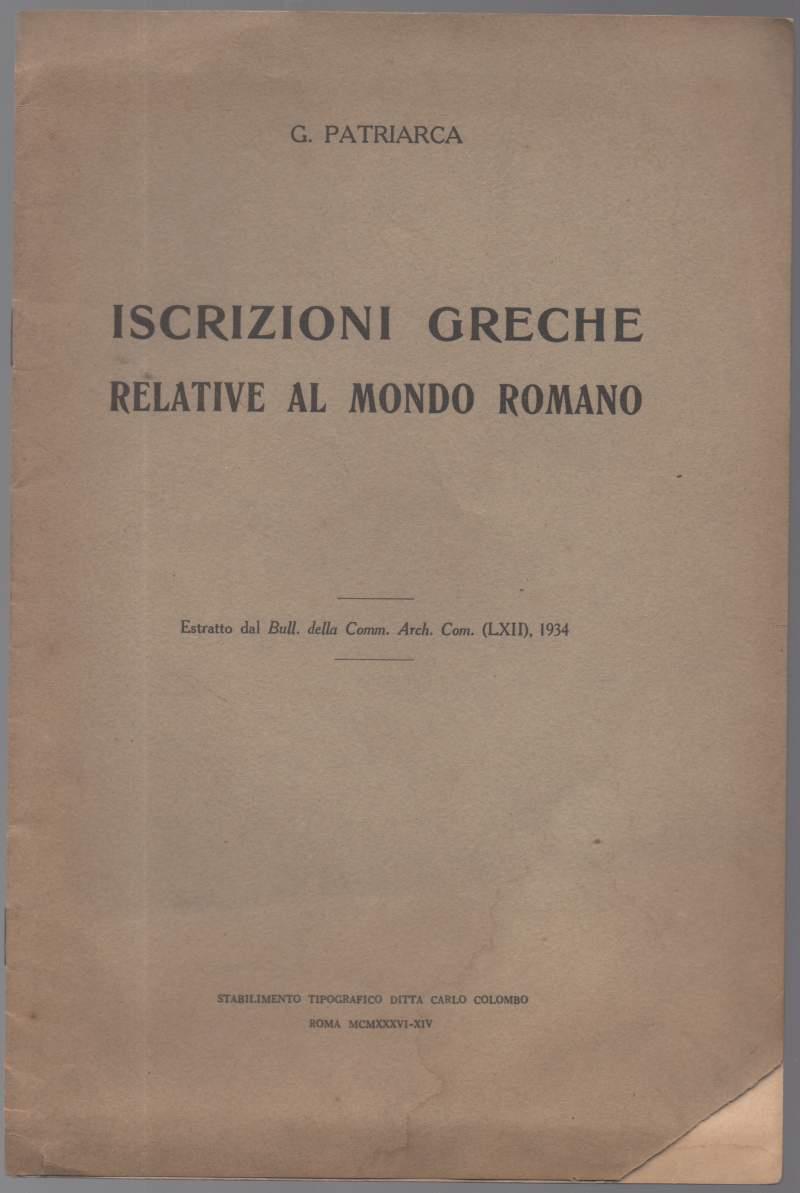 Iscrizioni Greche Relative Al Mondo Romano
