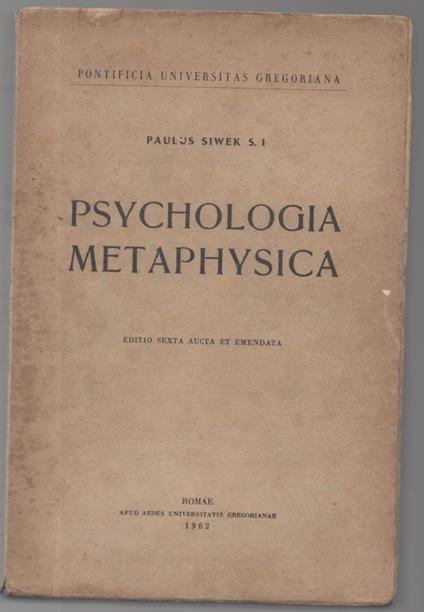 Psychologia Metaphysica - copertina