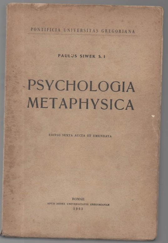Psychologia Metaphysica - copertina