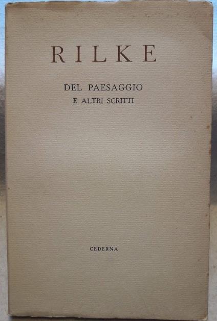 Del Paesaggio e Altri Scritti - copertina