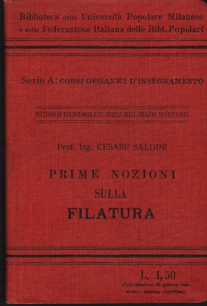 Prime Nozioni Sulla Filatura  - copertina