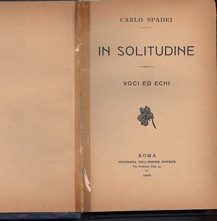 In Solitudine-voci Ed Echi - copertina