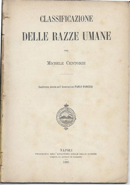 Classificazione Delle Razze Umane  - Michele Centonze - copertina