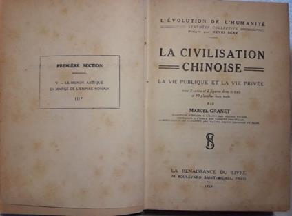 La Civilisation Chinoise -la Vie Publique Et La Vie Privee - Marcel Granet - copertina