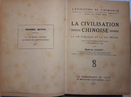 La Civilisation Chinoise -la Vie Publique Et La Vie Privee - Marcel Granet - copertina