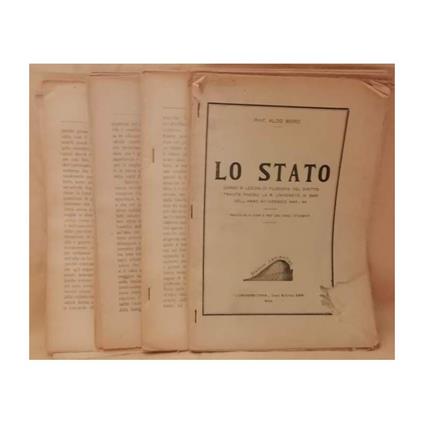 Lo Stato Corso di Lezioni di Filosofia Del Diritto Tenute Presso La R. Universitˆ di Bari Nell'anno Accademico 1943 - 44 - Aldo Moro - copertina