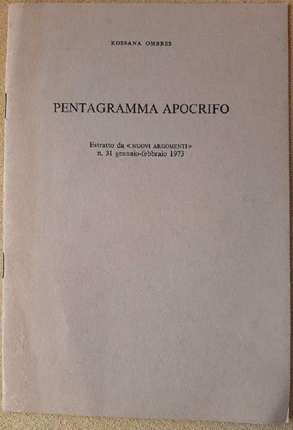 Pentagramma Apocrifo-estratto - Rossana Ombres - copertina