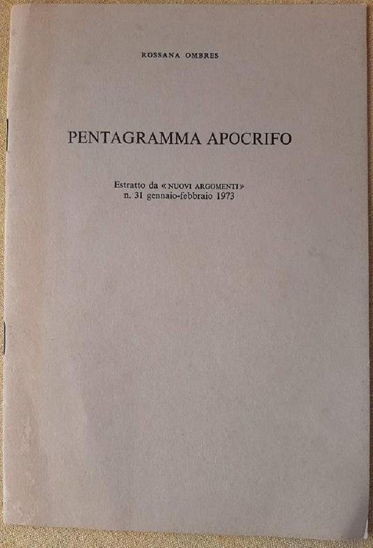 Pentagramma Apocrifo-estratto - Rossana Ombres - copertina
