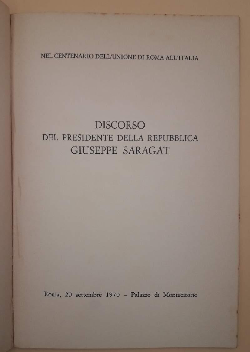 Discorso Del Presidente Della Repubblica Giuseppe Saragat