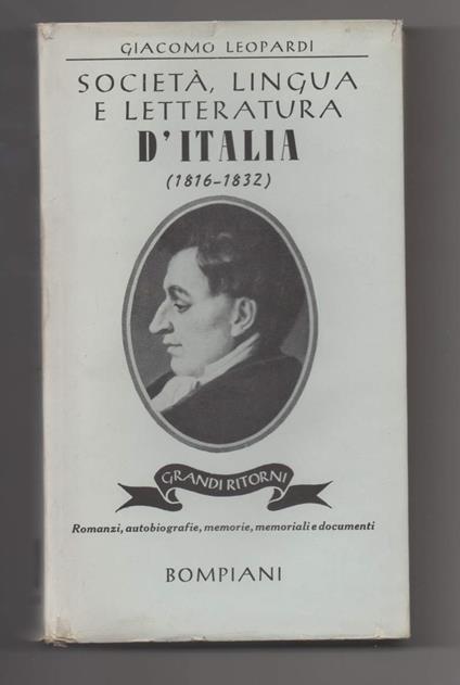 Società, Lingua e Letteratura D'italia  - Giacomo Leopardi - copertina