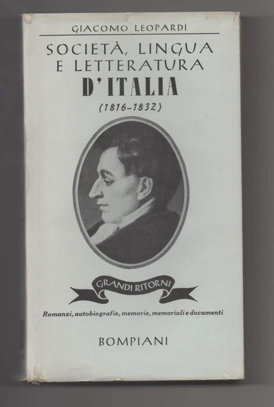 Società, Lingua e Letteratura D'italia  - Giacomo Leopardi - copertina