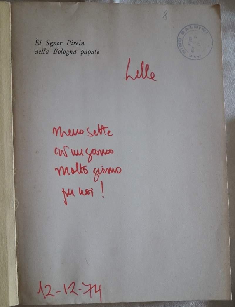 El Sgner Pirein Nella Bologna Papale( Bologna D'una Volta)