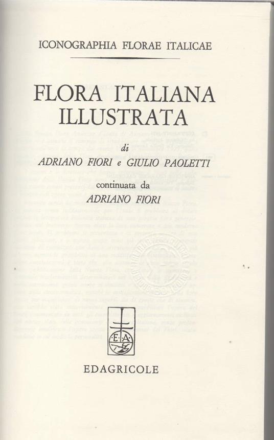 Flora Italiana Illustrata-anastatica - Adriano Fiori - copertina