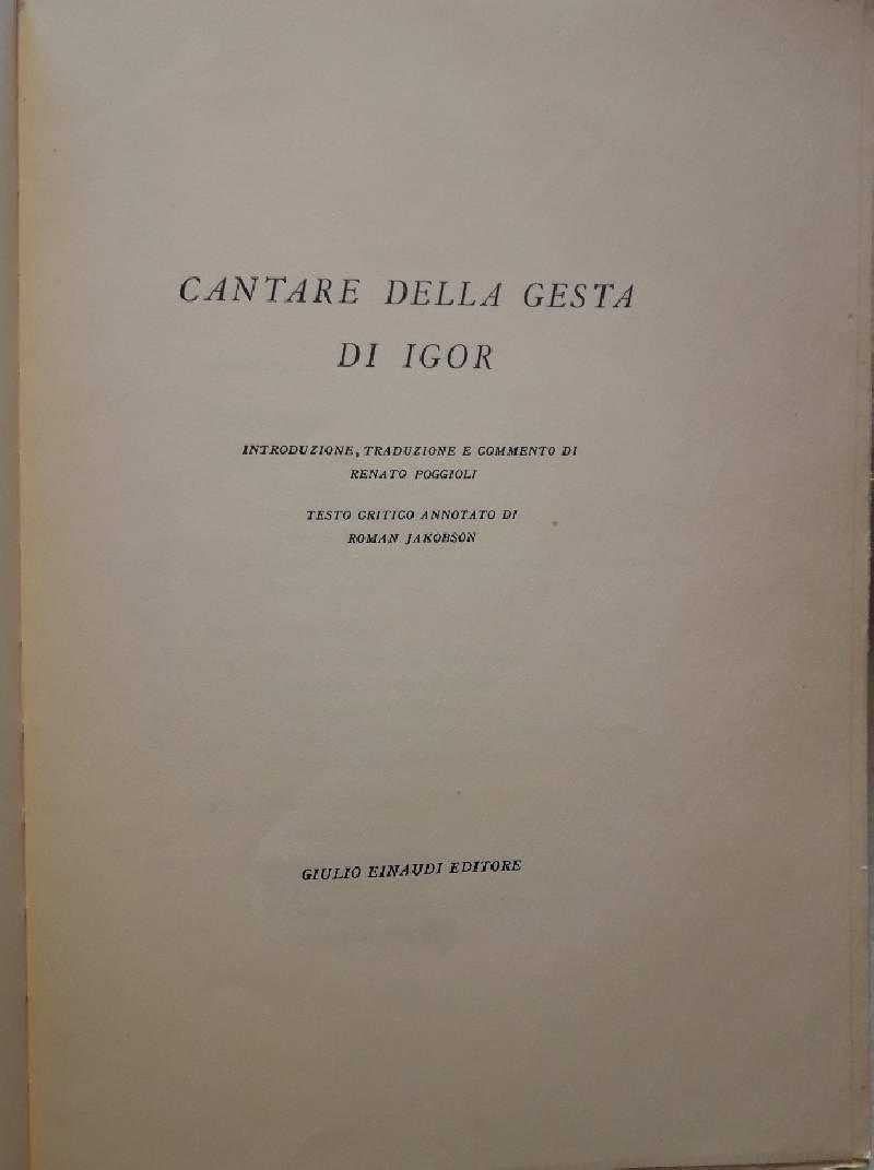 Cantare Della Gesta di Igor-epopea Russa Del Xii Secolo