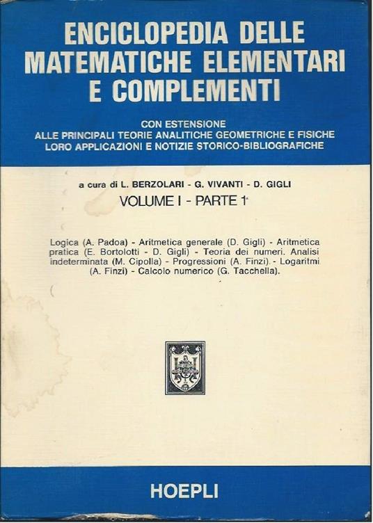 Enciclopedia Delle Matematiche Elementari - copertina
