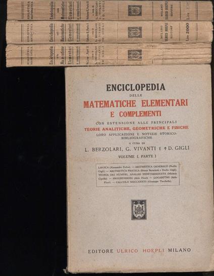 Enciclopedia Delle Matematiche Elemntari e Complementi 4 Voll - copertina