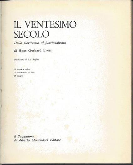 Il Ventesimo Secolo - Dallo Storicismo Al Funzionalismo - copertina