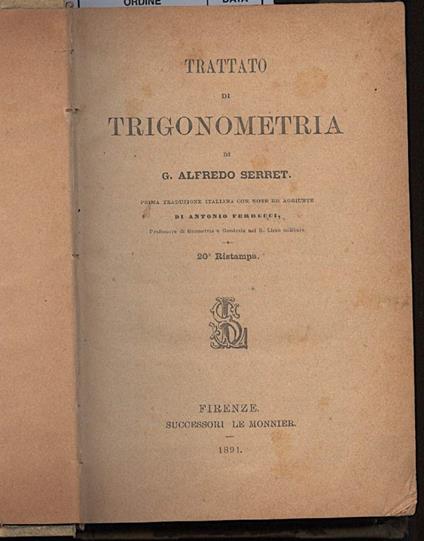 Trattato di Trigonometria - copertina