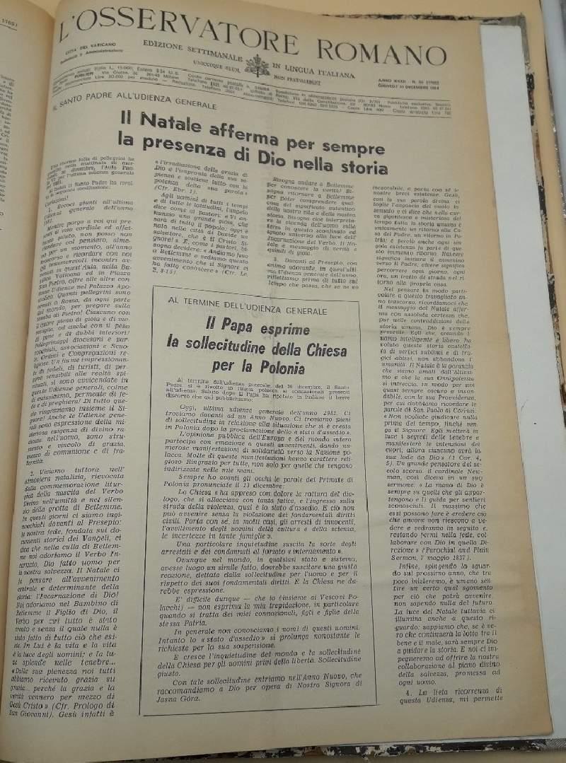 L' osservatore Romano-annata Completa 1981