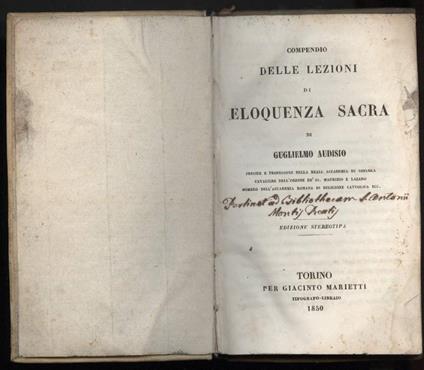 Compendio Delle Lezioni di Eloquenza Sacra - copertina