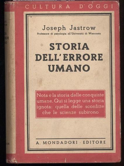 Storia Dell'errore Umano - copertina