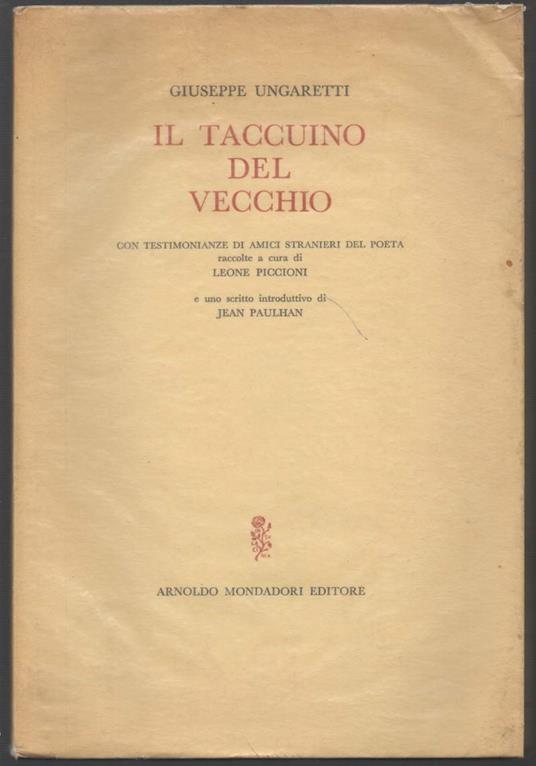 Il Taccuino Del Vecchio  - Giuseppe Ungaretti - copertina