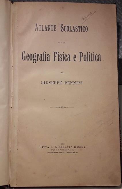 Atlante Scolastico per La Geografia Fisica e Politica - Giuseppe Pennisi - copertina