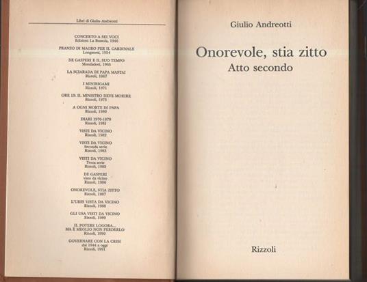 Onorevole, Stia Zitto Atto Secondo  - Giulio Andreotti - copertina