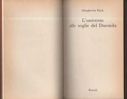 L' universo Alle Soglie Del Duemila  - Margherita Hack - copertina