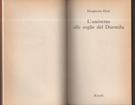 L' universo Alle Soglie Del Duemila  - Margherita Hack - copertina