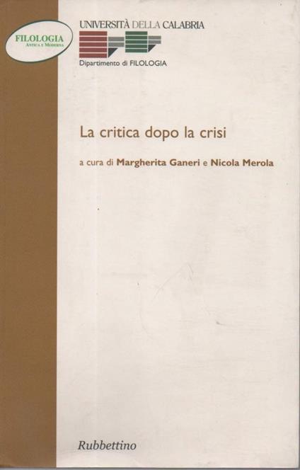 La Critica Dopo La Crisi - copertina