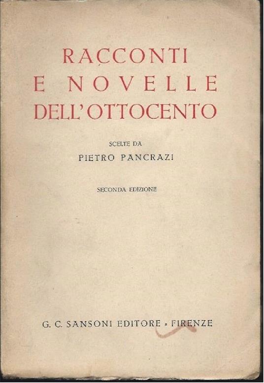 Racconti e Novelle Dell'ottocento - Pietro Pancrazi - copertina