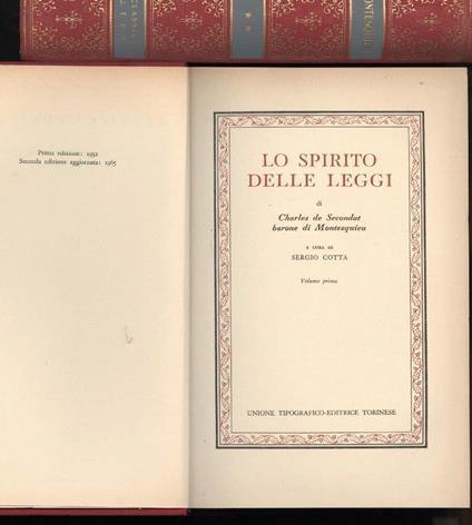 Lo Spirito Delle Leggi-2 Voll - copertina