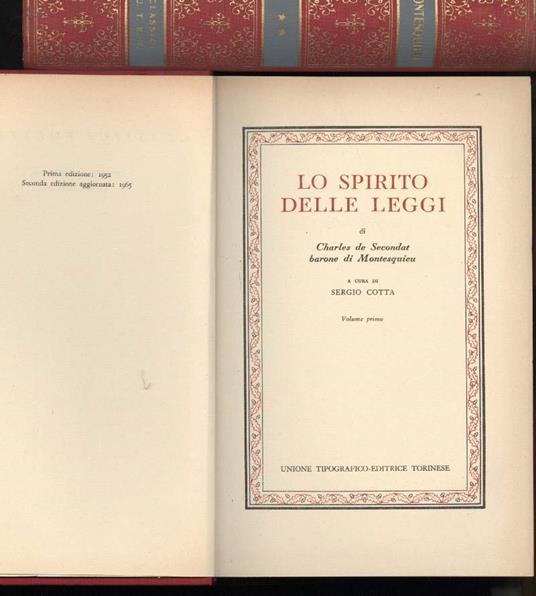 Lo Spirito Delle Leggi-2 Voll - copertina