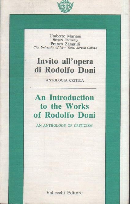 Invito All'opera di Rodolfo Doni  - Umberto Mariani - copertina